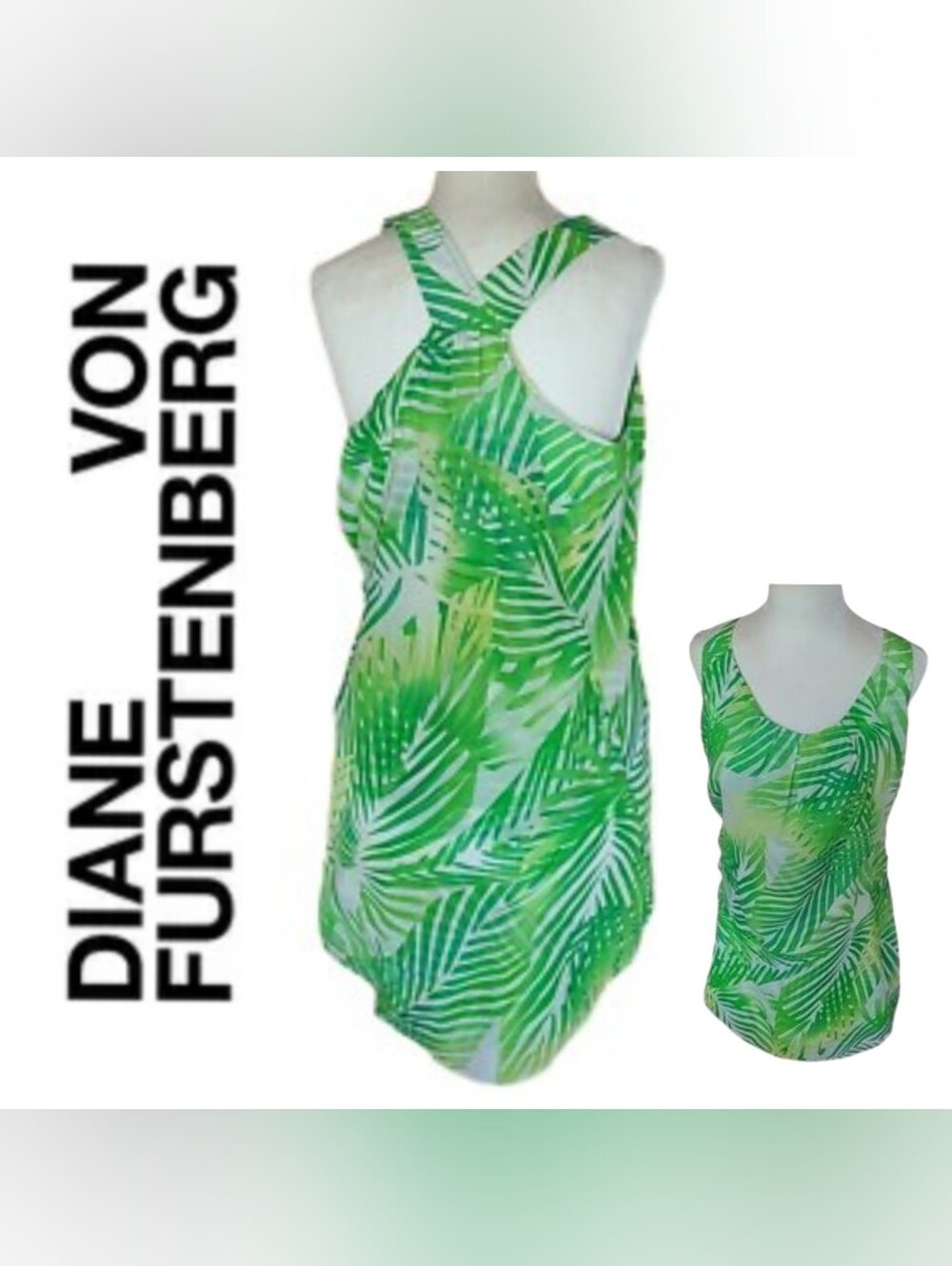 Diane von Furstenberg | Silk Blend Racerback Palm Leaf Print Tank Top 4